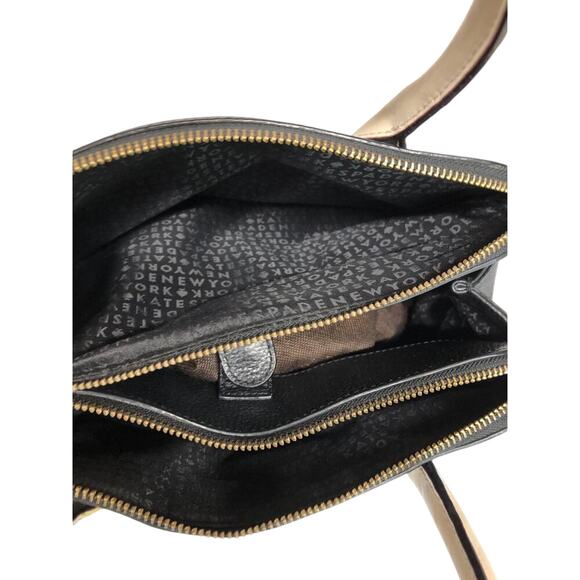 Kate Spade Black and Buttercream Pebbled Leather Bowler Handbag - Picture 6 of 12